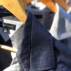 Men’s Blue Shirt - Red Dots